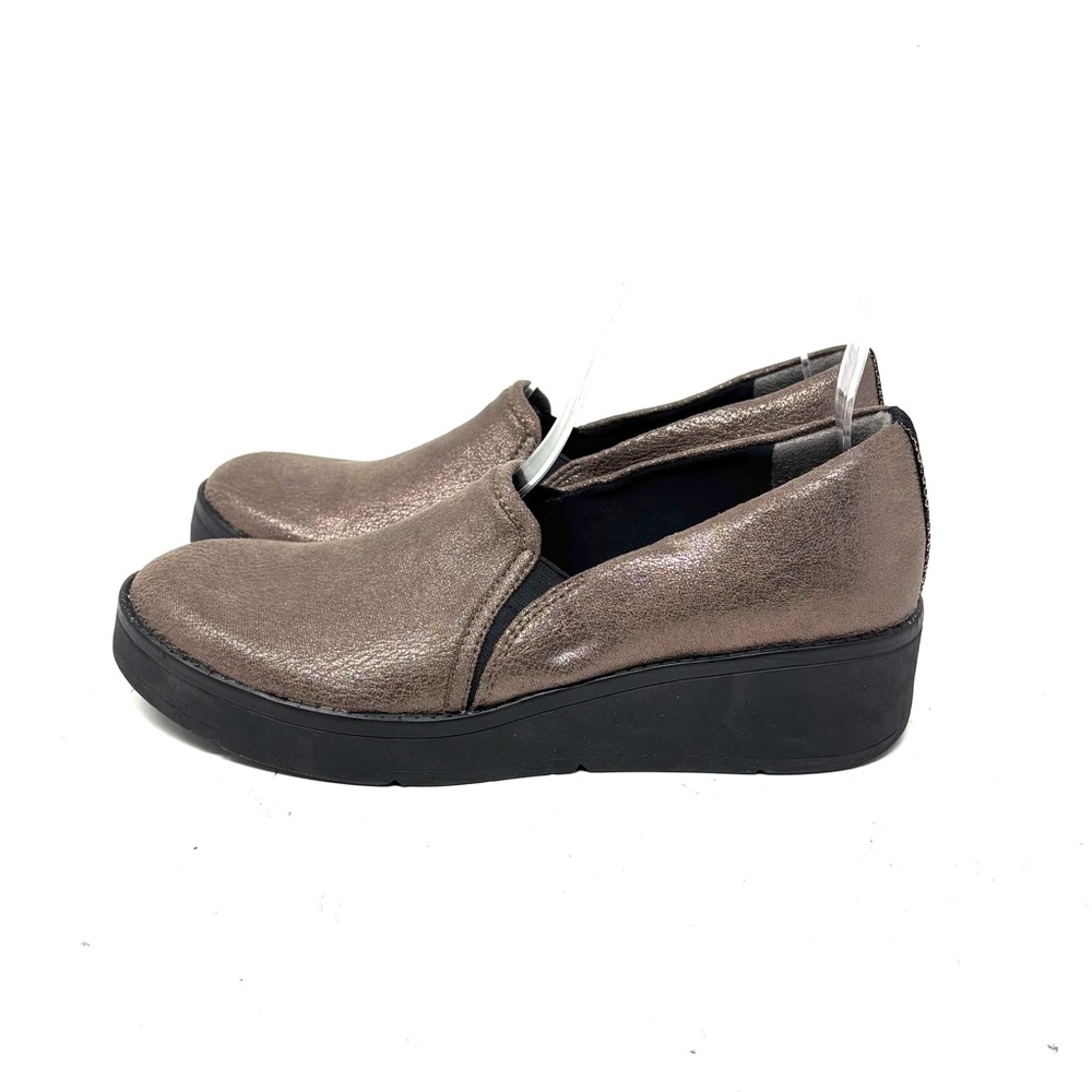 Bzees Metallic Taupe Slip-On Mules with Black Platform